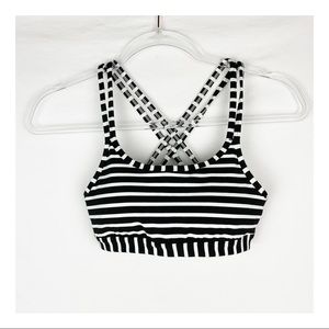Athleta Black and White Striped Sport Bra sz XXS